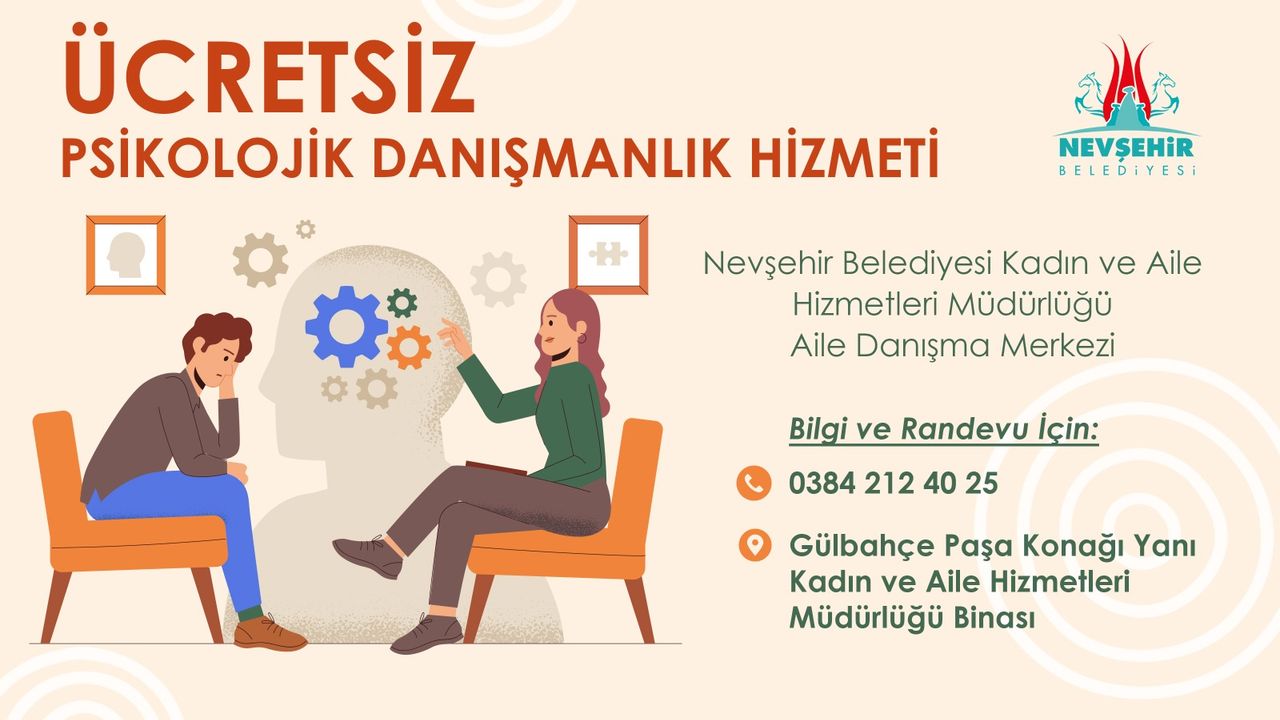 Nevşehir Belediyesi Aile Danışma Merkezi’nde ücretsiz psikolojik danışmanlık hizmeti