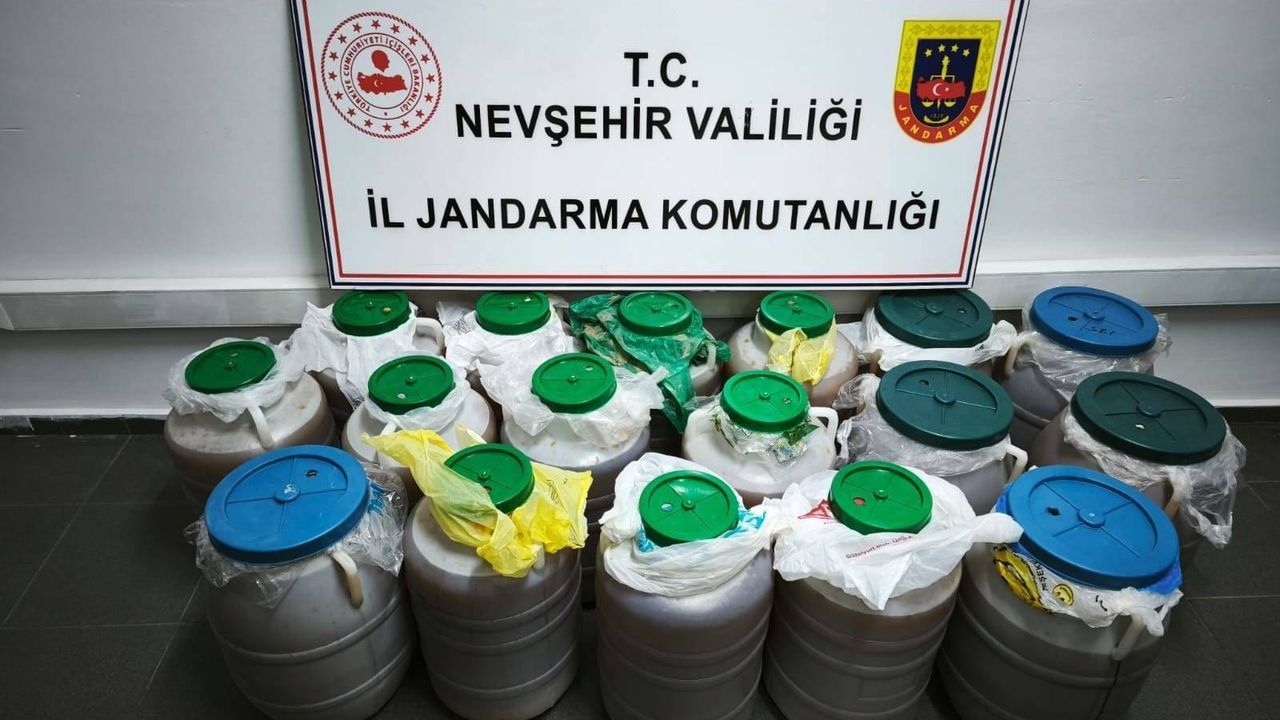 Uçhisar’da 470 litre sahte alkol ele geçirildi