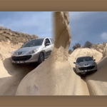 Kapadokya’da araç sürücüsü vadide ilerledi (video)