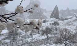 Kar Kapadokya'yı beyaza bürüdü