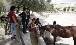 Depremzede çocuklar ata bindi
