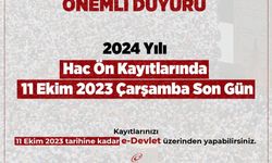 Hac ön kayıtlarında son gün 11 Ekim