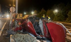 Devrilen otomobildeki 2 kişi yaralandı (video)