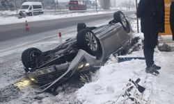 Nevşehir'de takla atan otomobil saniye saniye kaydedildi