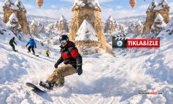 Kapadokya’da peribacaları kayak pistine dönüştü