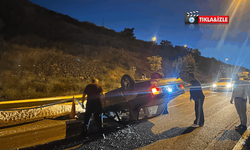 Nevşehir'de korku dolu anlar! Otomobil takla atıp ters döndü