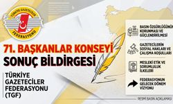 TGF 71.Balıkesir Başkanlar Konseyi Sonuç Bildirgesi