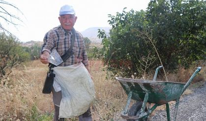 70 yaşındaki yaşlı adam köyün her yerini temizliyor