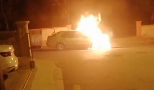 Seyir halindeki araç alev alev yandı (video)