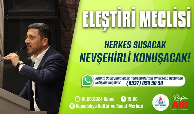 Başkan Arı, Eleştiri Meclisi'nde halkla buluşacak