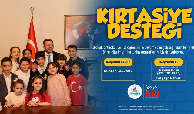 Nevşehir Belediyesinin kırtasiye desteği için başvurular başladı