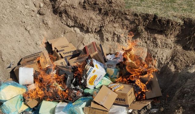Kozaklıda ele geçirilen ürünler imha edildi