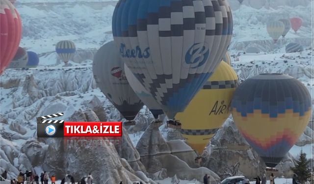 Kapadokya'da havalanan balonlar görsel şölen oluşturdu