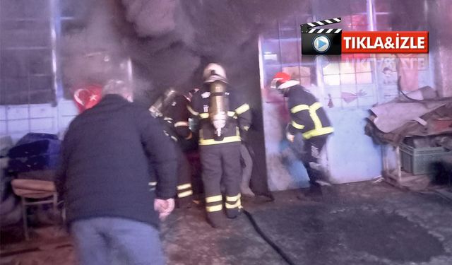 Nevşehir sanayide korkutan yangın: Alevler dükkanı sardı