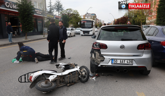 Nevşehir’de elektrikli bisiklet kazası kamerada:1 yaralı