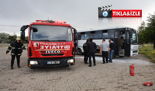 Nevşehir’de halk otobüsü alev aldı, facianın eşiğinden dönüldü