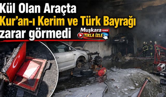 Tamirhane yangınında duygulandıran görüntü: Kur’an-ı Kerim ve bayrak zarar görmedi