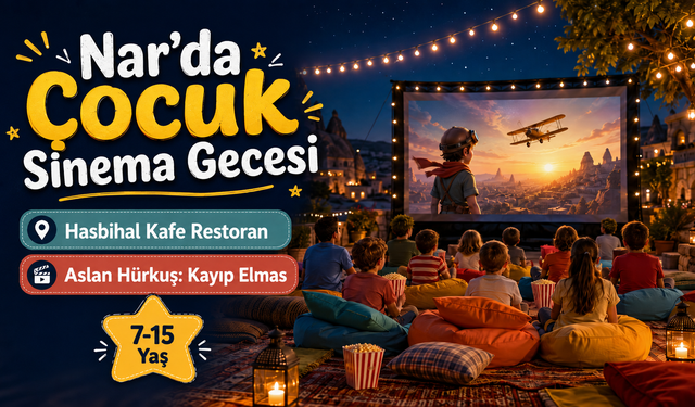 Nar’da çocuklara yıldızların altında sinema keyfi! Film ve mısır belediyeden