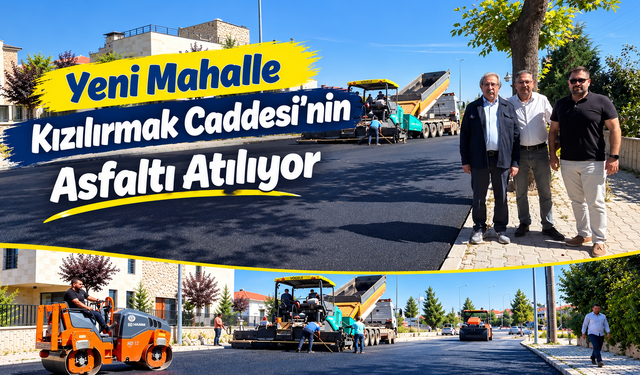 Avanos’ta Kızılırmak Caddesi’nde sıcak asfalt çalışması başladı