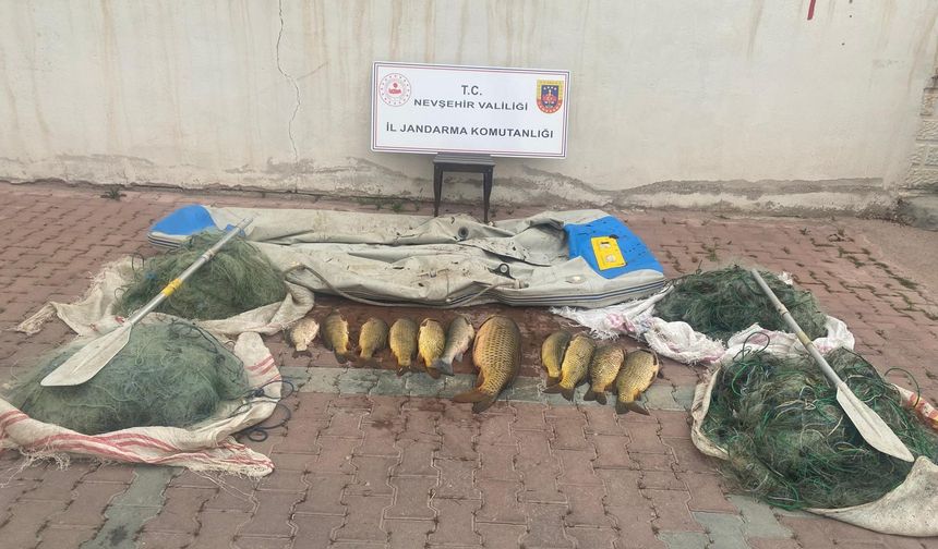 Gülşehir’de kaçak balık avlayan 4 kişi suçüstü yakalandı