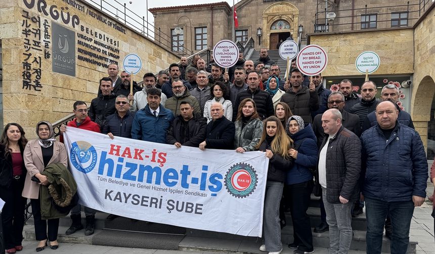 Hizmet-İş Sendikası, Ürgüp Belediyesini protesto etti (video)