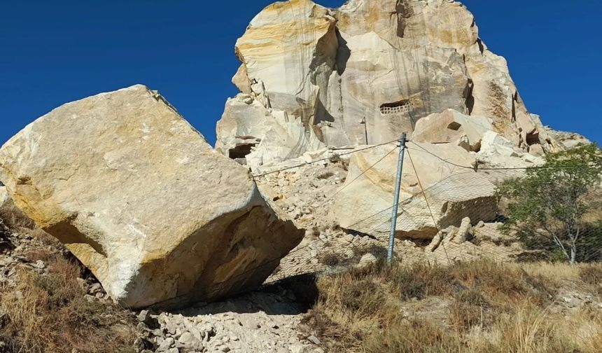 Ürgüp’teki riskli kaya için rapor bekleniyor