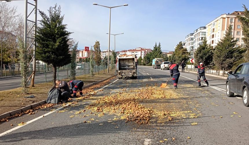 Nevşehir'de patatesler yola saçıldı, ekipler seferber oldu