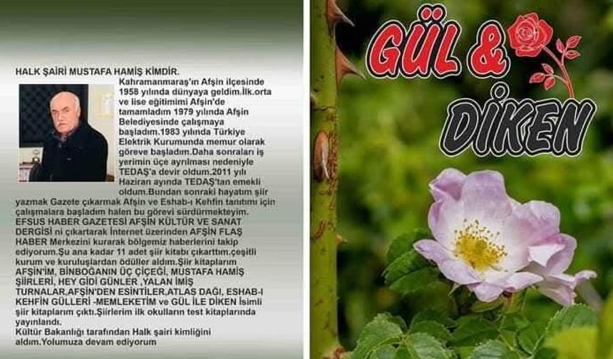 Mustafa Hamiş’in yeni şiir kitabı “Gül ve Diken” raflarda yerini aldı