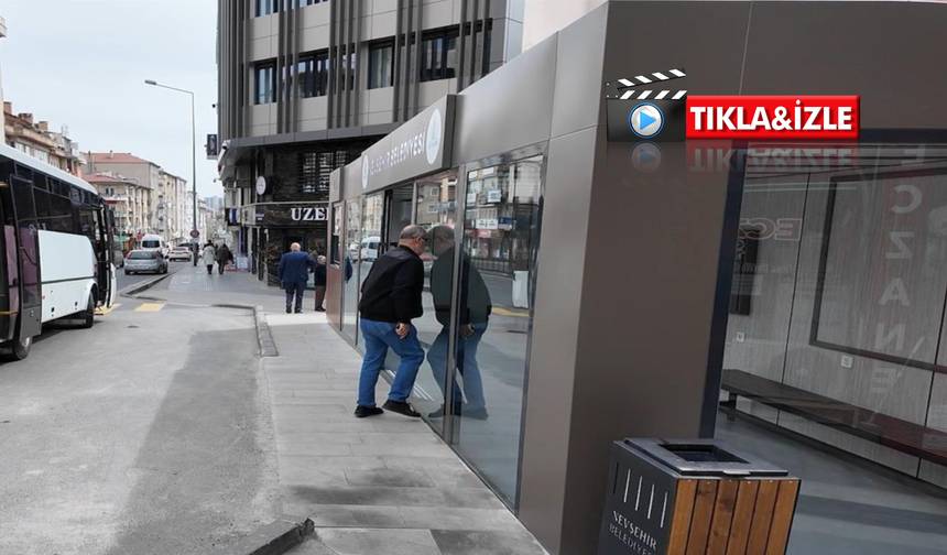 Nevşehir’de akıllı durakta ilginç olay