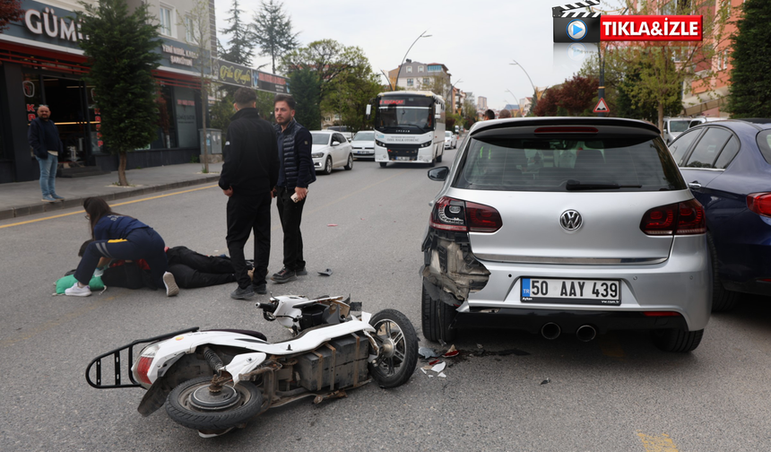 Nevşehir’de elektrikli bisiklet kazası kamerada:1 yaralı