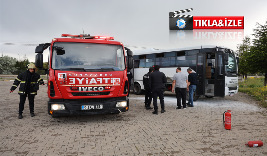 Nevşehir’de halk otobüsü alev aldı, facianın eşiğinden dönüldü