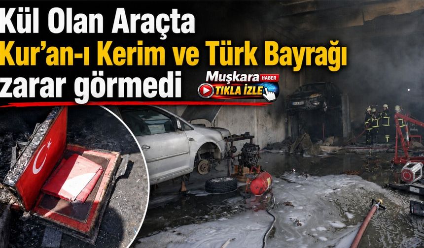 Tamirhane yangınında duygulandıran görüntü: Kur’an-ı Kerim ve bayrak zarar görmedi