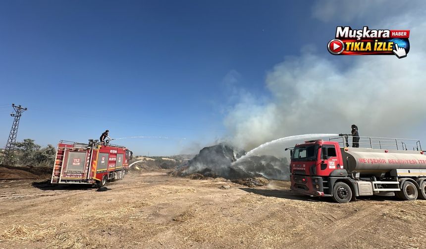 Nevşehir’de büyük yangın: Tonlarca saman kül oldu