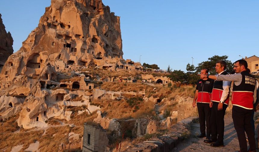 Kapadokya’nın simgesi Uçhisar Kalesi'nde risk incelemesi