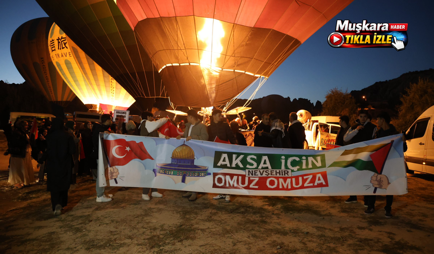 Kapadokya’da balonlar bu kez Gazze için havalandı