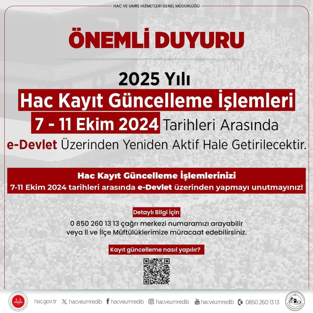 Hac Kayıt Güncelleme Yeniden Açılıyor