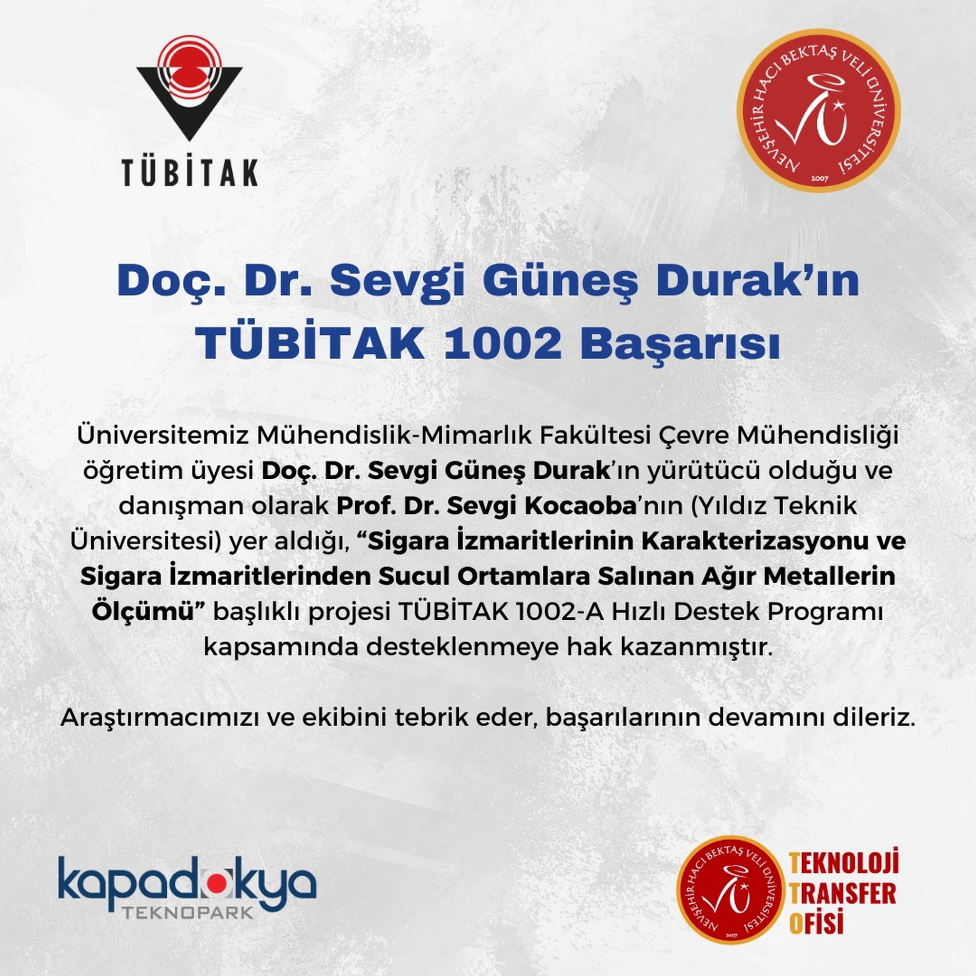 Öğretim Üyesisin Projesine Tübi̇tak Desteği (1)