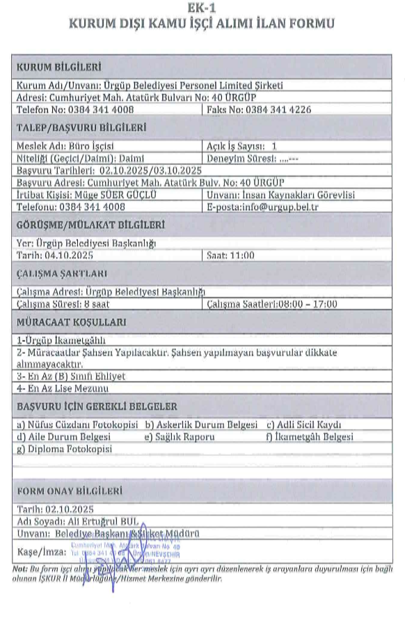 Ürgüp Bl Işç