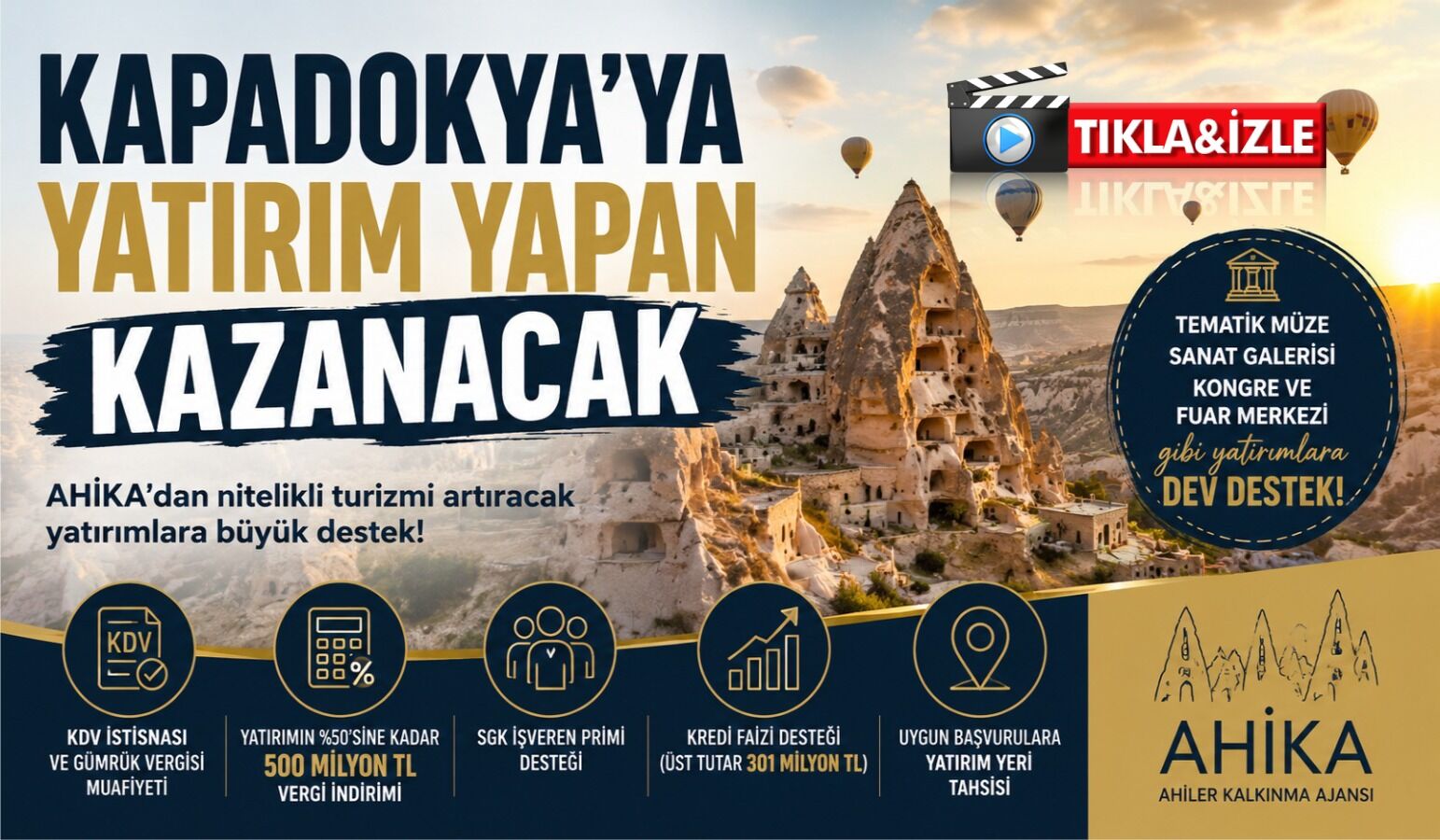 Kapadokya’da yatırımcılara destek: Yüzde 50 vergi indirimi yapılacak