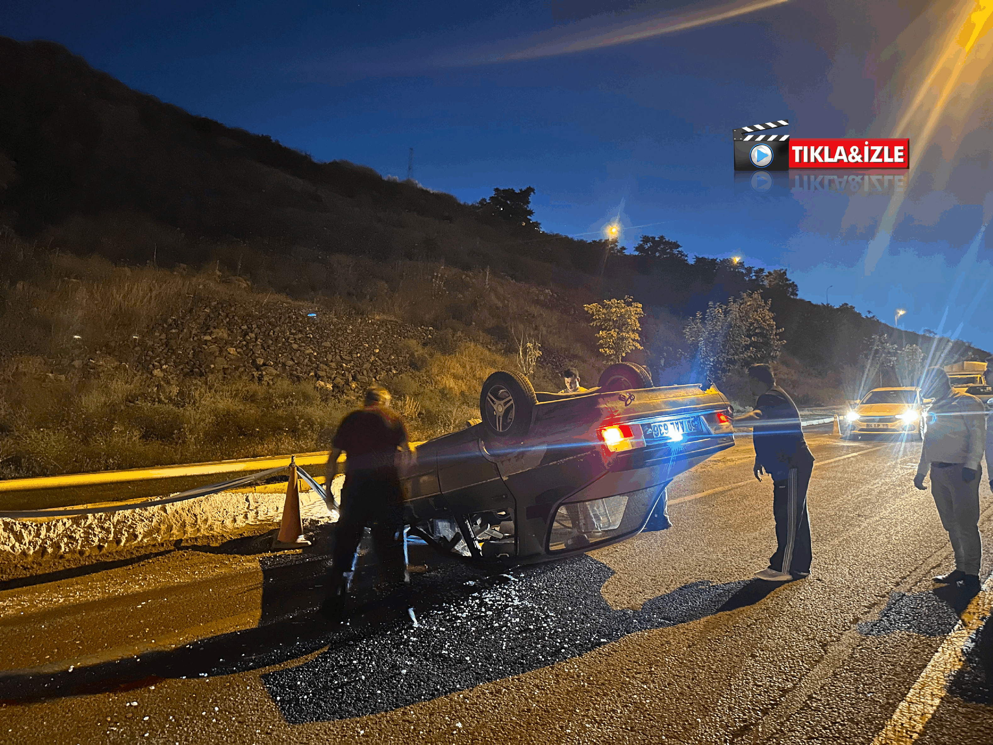 Nevşehir'de korku dolu anlar! Otomobil takla atıp ters döndü